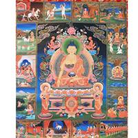Thangka Reproductie - Boeddha's Levensverhaal - thumbnail