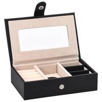 VidaXL Sieradendoosje 3-laags spiegel afsluitbaar 26x18x17,5 cm zwart - thumbnail