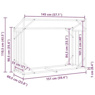 VidaXL Haardhoutrek met regenhoes 151x60,5x110,5 cm staal VidaXL Haardhoutrek met regenhoes 151x60,5x110,5 cm staal