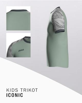 JAKO 4224K Shirt Iconic Km Kids - Mintgroen/Zachtgrijs/Antra Light - 152