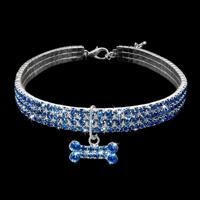 2 stuks bling Rhinestone hond kraag Crystal puppy Chihuahua huisdier hond kragen leiband voor kleine honden mascotas accessoires L (blauw) - thumbnail