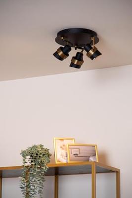 Lucide TUNDRAN - Plafondspot - Ø 21 cm - 3xGU10 - Zwart