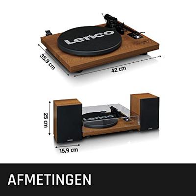 Platenspeler met ingebouwde versterker en Bluetooth® plus 2 externe luidsprekers Wood