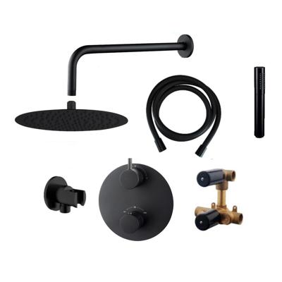 Wiesbaden Inbouw Regendouche Set Caral Rond Muuruitloop Mat Zwart