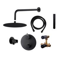 Wiesbaden Inbouw Regendouche Set Caral Rond Muuruitloop Mat Zwart - thumbnail