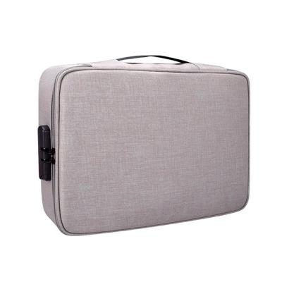 ZJ01 waterdichte polyester Multi-Layer document opslag zak laptoptas voor alle maten van laptops met wachtwoord lock (grijs)