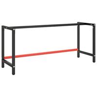 Werkbankframe 180x57x79 cm metaal matzwart en matrood - thumbnail