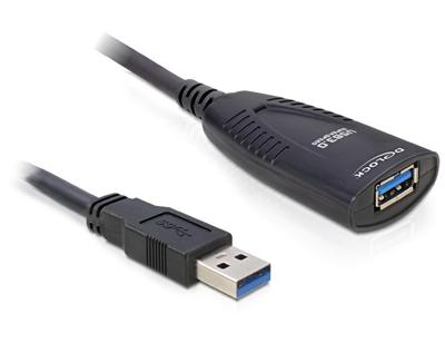 Delock 83089 USB-kabel USB 3.0 USB-A stekker, USB-A bus, DC-bus 3,5 mm 5.00 m Zwart