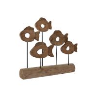 Decoratieve figuren Home ESPRIT Zwart Natuurlijk Vissen 61,5 x 10 x 53,5 cm - thumbnail