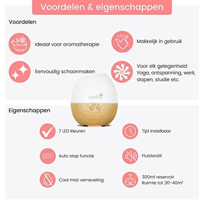 Oasis aroma diffuser met licht 300ml Oasis aroma diffuser met licht 300ml