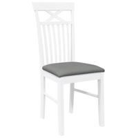 Eetkamerstoelen met kussens 2 st massief hout rubber wit - thumbnail