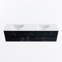 MONDIAZ VICA 190cm badmeubel onderkast Marquina 4 lades. Wastafel CLOUD dubbel zonder kraangat, kleur Talc. - thumbnail