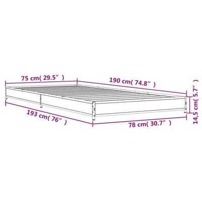 Bedframe bewerkt hout metaal bruin eikenkleur 120x190 cm