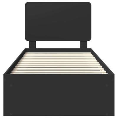 Bedframe met hoofdeinde Zwart 75 x 190 cm Massief grenenhout