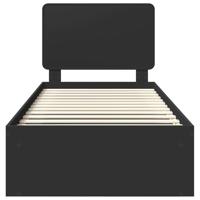 Bedframe met hoofdeinde Zwart 90 x 190 cm Massief grenenhout - thumbnail