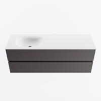 MONDIAZ VICA 140cm badmeubel onderkast Dark Grey 2 lades. Wastafel MOON links zonder kraangat, kleur Talc. - thumbnail