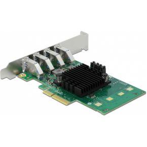 Delock 89048 PCI Express x4-kaart naar 4 x externe USB 3.0 Quad Channel - Low Profile Form Factor