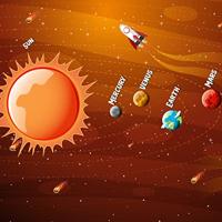 Fotobehang - Zonnestelsel met namen, Kinderkamer premium print, inclusief behanglijm - thumbnail