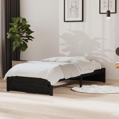Bedframe massief hout zwart 90x190 cm 3FT Single Bedframe massief hout zwart 90x190 cm 3FT Single