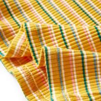 Kindershirt met lange mouwen lage col 128 gestreept okerkleurig - thumbnail