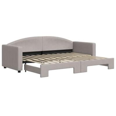 Slaapbank met onderschuifbed 80x200 cm stof taupe