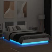 Bedframe met hoofdeinde en LED-verlichting wit 150x200 cm - thumbnail
