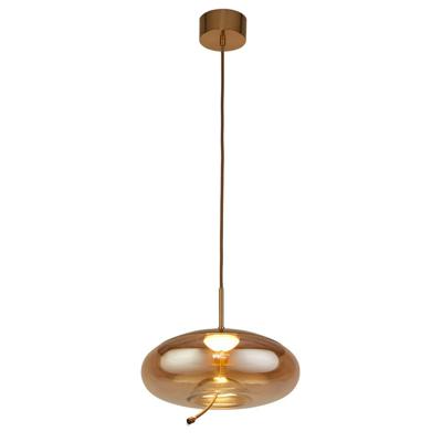 Searchlight Hanglamp GlasLisbon roodkoper met amber rondglas - 75131-1AM