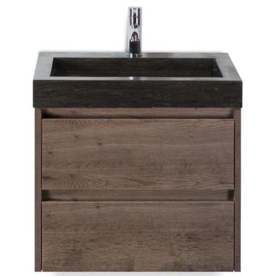 Dante Badmeubelset 60 cm - Tabacco - Wastafel Hardsteen Wit Lucca