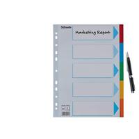 Tabbladen Esselte Standaard A4 5-delig karton 11-rings met voorblad assorti - thumbnail