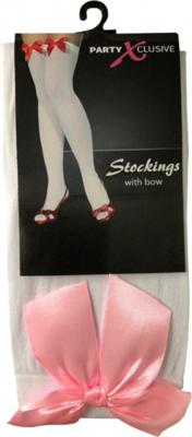 Kousen met strik wit/pink