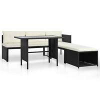 4-delige Loungeset poly rattan zwart - thumbnail