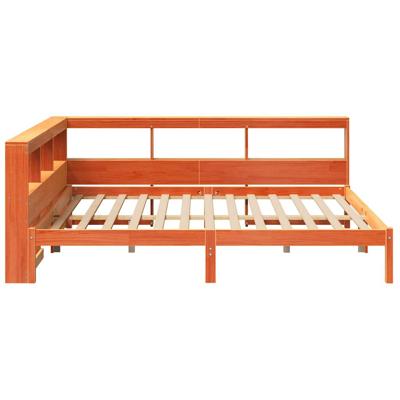 Bed met boekenkast zonder matras grenenhout wasbruin 160x200 cm