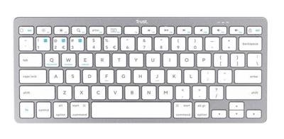 Trust wireless bluetooth keyboard (grijs, us lay-out (qwerty), scissor switches, 85%, bluetooth 4.0)