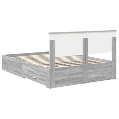 Bedframe met hoofdeinde Grijs Sonoma 140 x 190 cm Bewerkt hout