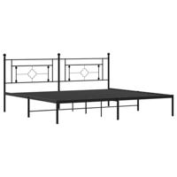 Bedframe met hoofdbord metaal zwart 193x203 cm - thumbnail