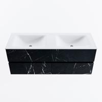 MONDIAZ VICA 130cm badmeubel onderkast Marquina 4 lades. Wastafel CLOUD dubbel zonder kraangat, kleur Talc. - thumbnail