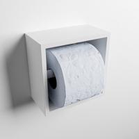 MONDIAZ Easy Toiletrolhouder CUBE 160 solid surface 16x8,6cm kleur Talc. Geschikt voor op en inbouw. - thumbnail