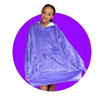 Draagbare deken met capuchon & mouwen - kind - paars - thumbnail