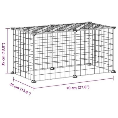 VidaXL Huisdierenkooi met 8 panelen 35x35 cm staal zwart