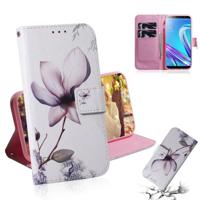 Magnolia bloem patroon gekleurde tekening horizontale Flip lederen case voor ASUS Zenfone Max (M1) ZB555KL met houder & card slots & portemonnee - thumbnail