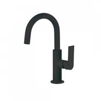 Wastafelmengkraan Tres Loft 1-Hendel Uitloop Gebogen 17 cm Rond Mat Zwart Tres - thumbnail