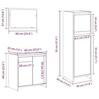 3-delige Badkamermeubelset bewerkt hout betongrijs - thumbnail