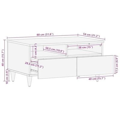 Salontafel 80x54x40 cm massief mangohout Salontafel 80x54x40 cm massief mangohout
