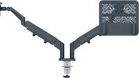Leitz Ergo ruimtebesparende monitorarm, dubbele arm met 1 laptoparm, grijs - thumbnail