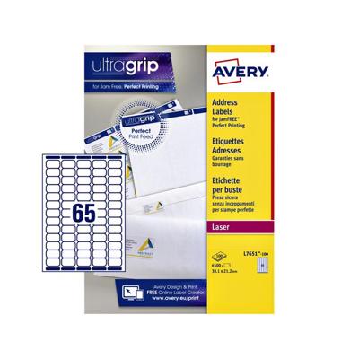 Etiket avery l7651 38.1x21.2mm wit 6500st