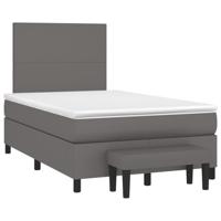 Boxspring met matras kunstleer grijs 120x190 cm - thumbnail