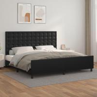 Bedframe met hoofdeinde kunstleer zwart 200x200 cm - thumbnail