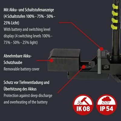 Brennenstuhl Multi Battery | LED | Telescopische werklamp | 6050 MA | 7700lm | IP54 | Excl. accu 1173700004