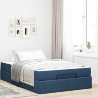 Bedframe met matras Blauw 120 x 190 cm Stof - thumbnail