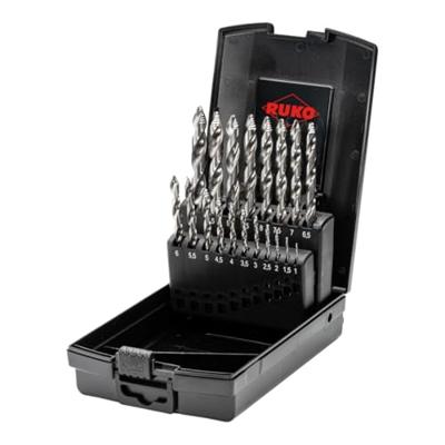 RUKO 259214RO HSS-G Spiraalboorset 19-delig 1 mm, 1.5 mm, 2 mm, 2.5 mm, 3 mm, 3.5 mm, 4 mm, 4.5 mm, 5 mm, 5.5 mm, 6 mm, 6.5 mm, 8 mm, 10 mm DIN 338